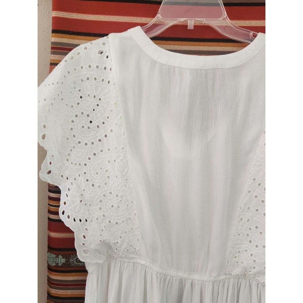 Maurices White Eyelet Lace Butterfly Sleeve Peplum Top Lrg Boho V-Neck Side Ties - Picture 6 of 14